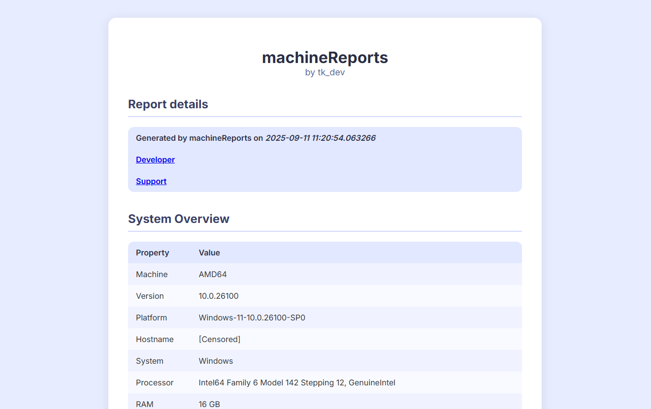 Preview Image of machineReports.